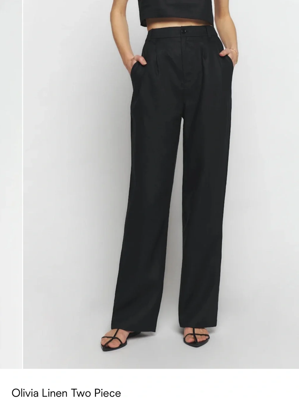 Reformation Black Linen Two Piece Set